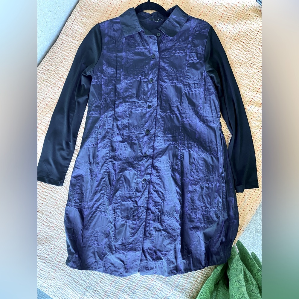 Kozan Dress Black Blue Button Up XS